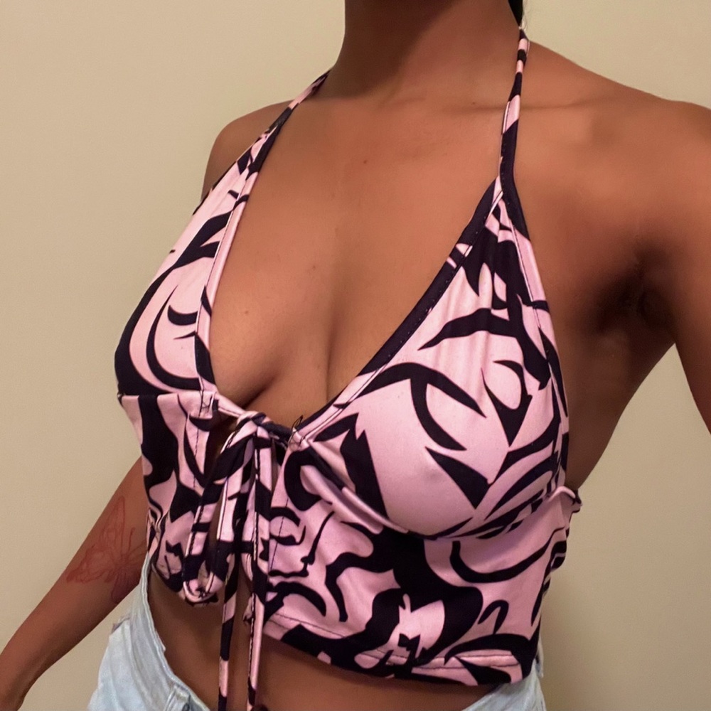 Tie Front Printed Tank